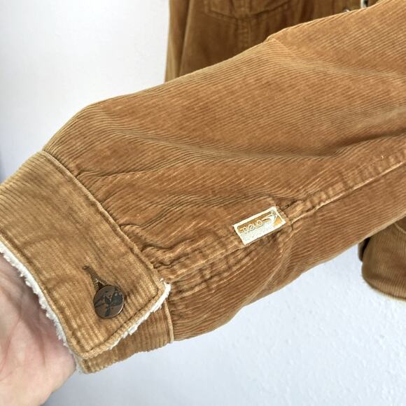 O’Neill Women Golden Caramel Sherpa Lined Corduroy Cropped Style Jacket Size L - Picture 6 of 10